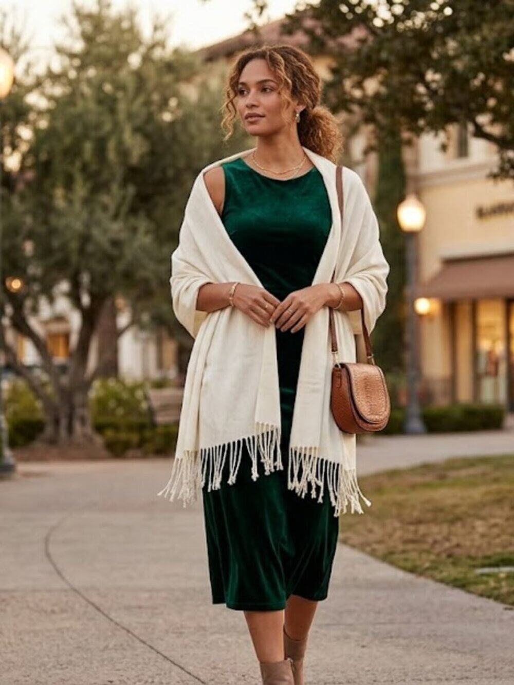 New York & Company Cream Fringe Scarf Wrap (25" x 70")